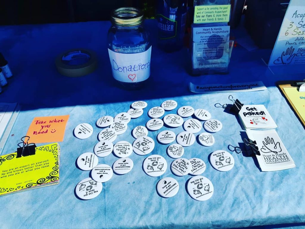 Swag, mostly buttons, at our FernFest table!